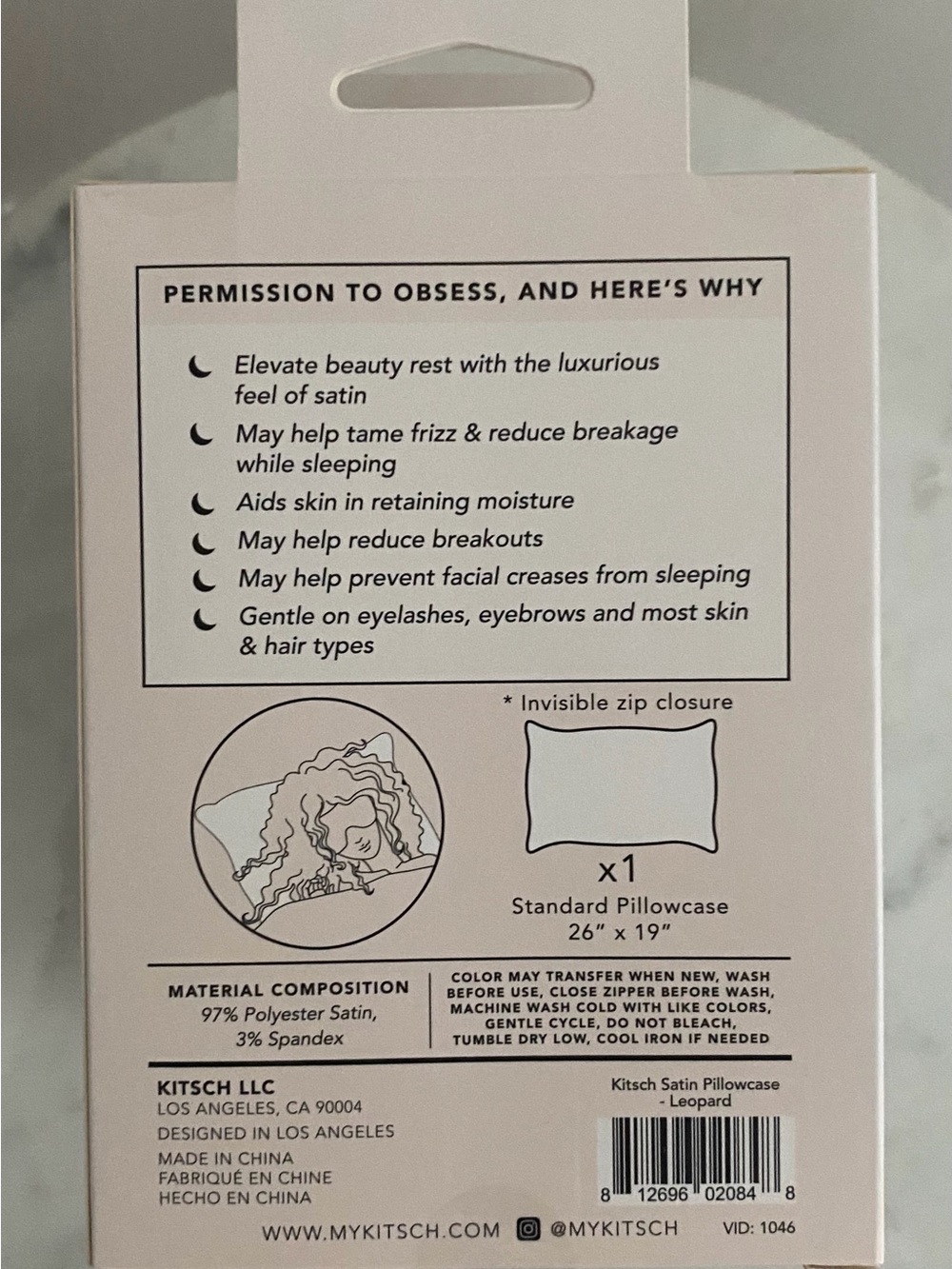 Kitsch Satin Standard Pillowcase Ivory - Picture 5 of 5